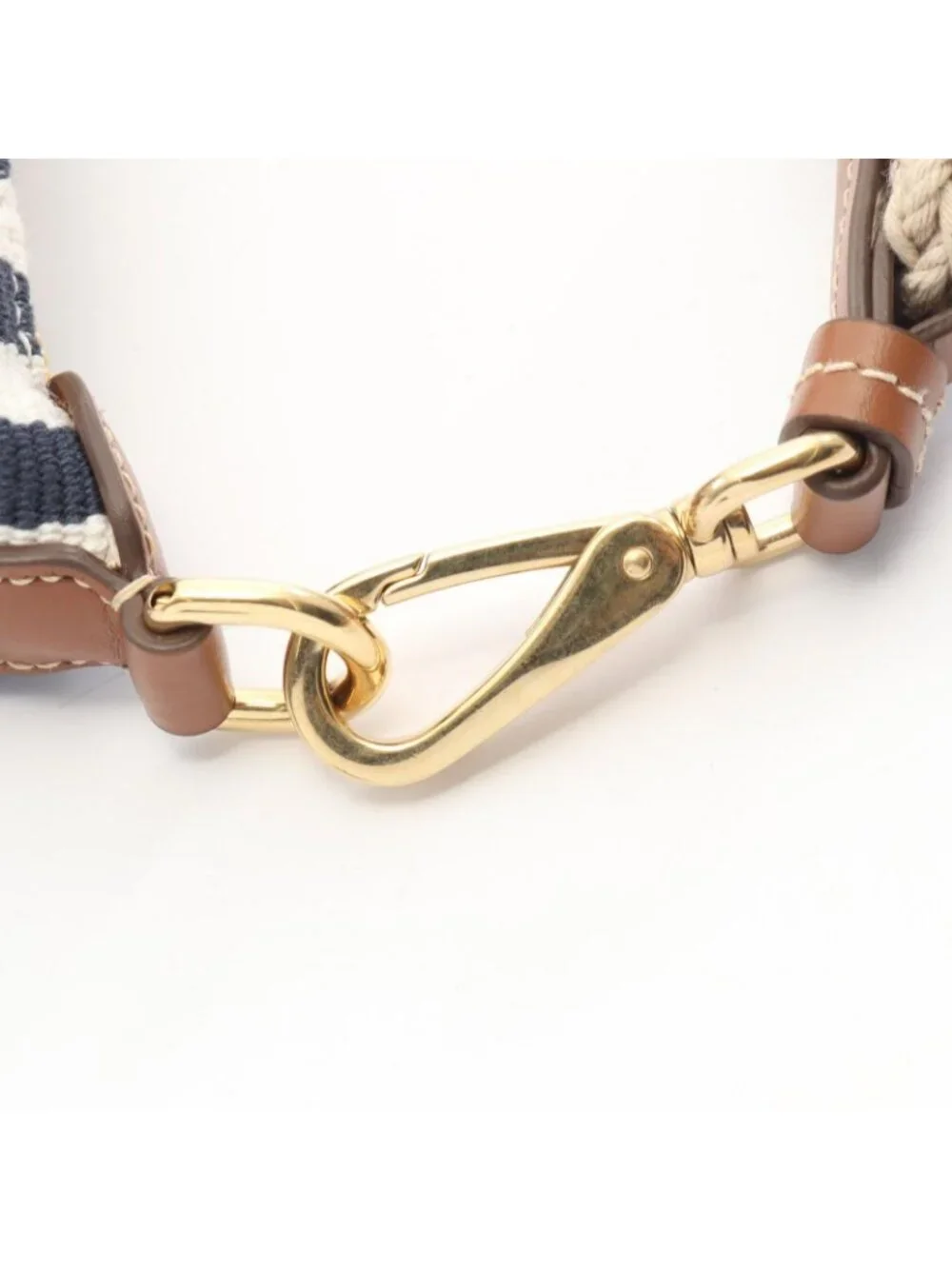 Miu Miu Handbag Cannette' Righe Stripe White Navy Brown Canvas Leather Spirit